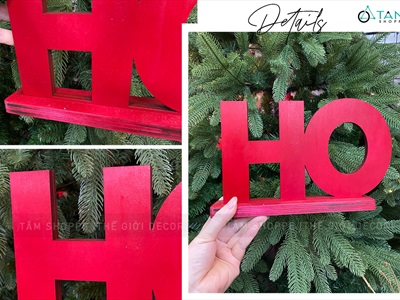 Chữ gỗ HO HO HO Decor Noel vui nhộn C17cm [Độc đáo] CHU-GO-19